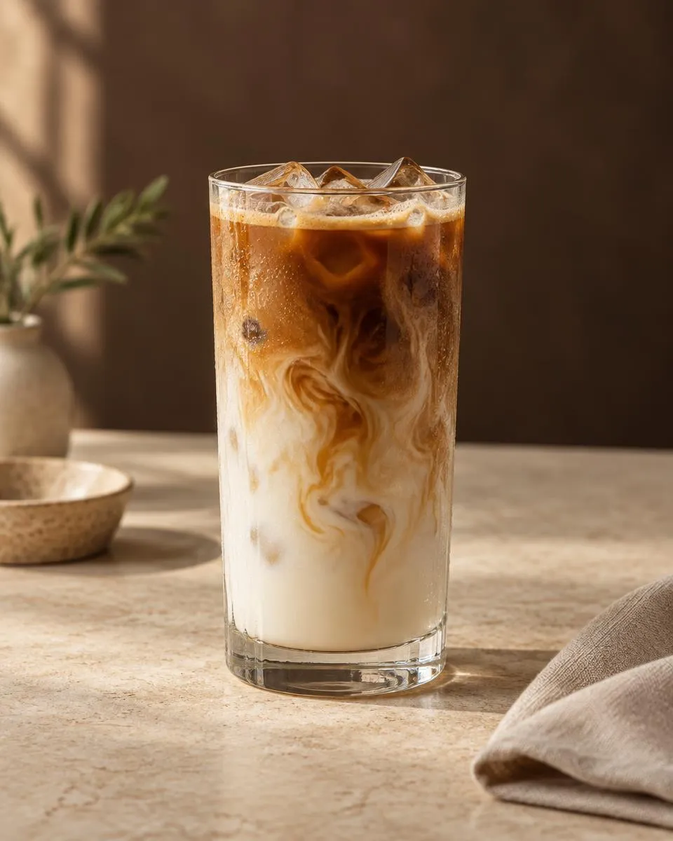 لاتيه مثلج في كوب طويل